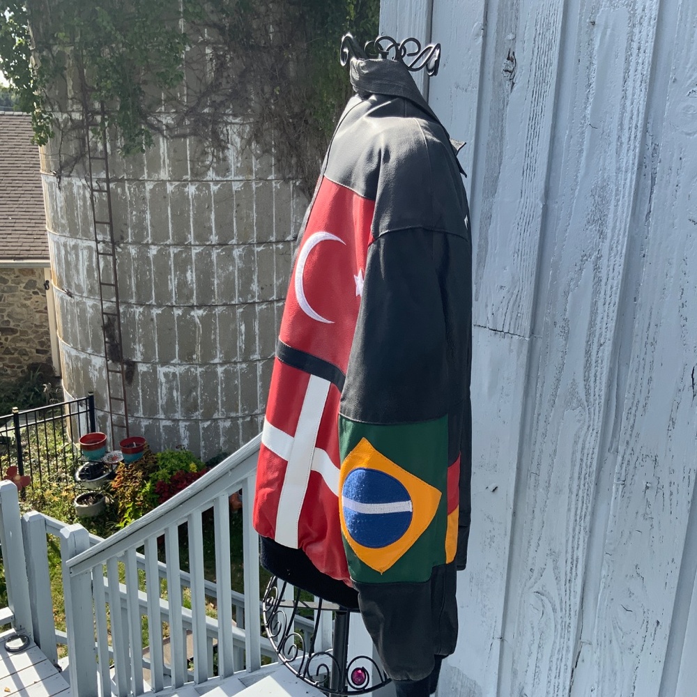 Vintage Phase 3 Flags Patchwork Bomber Leather Ja… - image 3